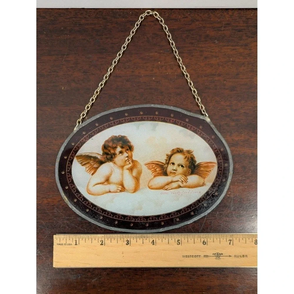 Vintage Cherub Angel Tapestry Throw Pillow & Mini Wall Hanging Set Renaissance